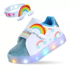 Tenis Led Luzinha Arco Iris Infantil Menina Com Pulseira