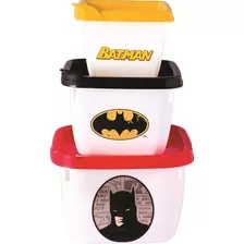 Kit 3 Potes Conect Bebe Infantil Papinha Lanche Batman