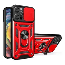 Funda Para iPhone 13 Pro Max Holder Protector Camara Rojo