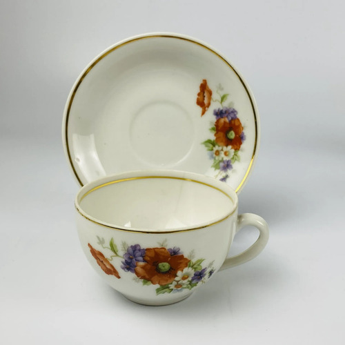 Jogo Xícaras De Chá Antigo Porcelana Floral 15 Peças Vintage Branco Floral 4