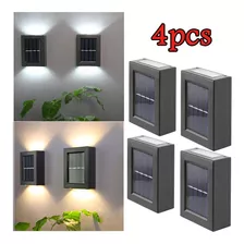 4pcs Luces De Valla Luz Solar Luz De Pared Luz De Jardín