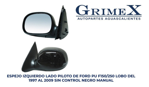 Espejo Ford Lobo F150 1997-1999-2000-2001-2003 Negro Manual Foto 8