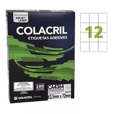 Etiqueta Colacril Ca4364 12 Por Folha 63,5mmx72mm Com 100fls