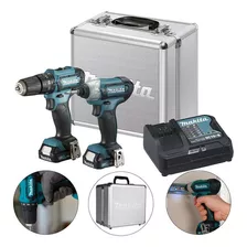 Combo Furadeira Parafusadeira De Impacto - Clx228sax Makita Cor Azul-turquesa 110v/220v