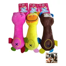 Brinquedo Pelúcia Cães Cachorro Girafa Macaco Apito Kit 3