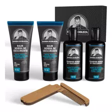 Kit Para Barba 2 Shampoo, 2 Balm + Pente De Madeira 