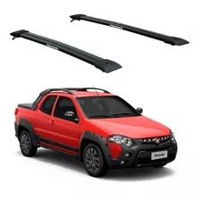 Barras De Techo Aluminio Fiat Strada 2015 Negras Eqmax