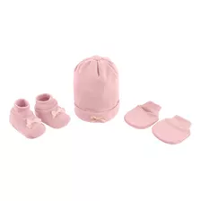 Pimpolho Kit Gorro Luva Sapato Recem Nascido Rose