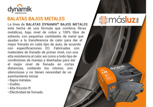Balatas Bajos Metales Del Gt Veloce L4 2.0l 68/71 Dynamik Foto 5