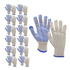 Pvc-dotted String Knit Gloves, Natural White, 12 Pairs ...