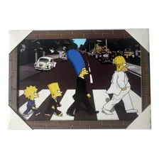 Quadro Emoldurado Os Simpsons The Beatles Abbey Road 23x33cm