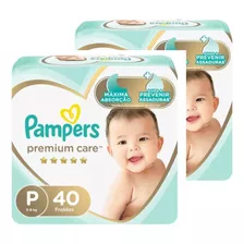 Kit 2 Fralda Pampers Premium Care Tamanho P Com 80 Uni