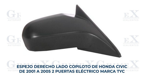 Espejo Civic Coupe 2001-2002-2003-2004-2005 Electrico Ore Foto 10