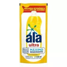 Ala Ultra Desengrasante Detergente Lavavajilla Limon 450 Ml