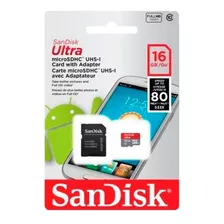 Micro Sd 16 Gb Sandisk Con Adaptador Clase 10