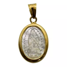 Medalla Virgen De Guadalupe, Oro De 14 K Y Madre Perla