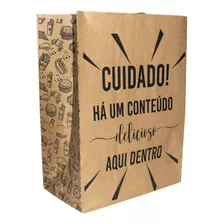 Sacola Embalagem Kraft Media Delivery Ifood 20x12x30 C/100