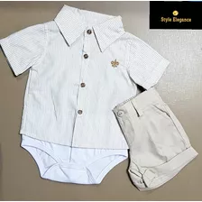 Conjunto Bebê Masculino Social Batizado Saída Maternidade