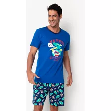 Pijama Manga Curta Masculino Algodão Dragão Street Puket