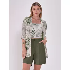 Kimono De Viscose Estampado Marjoriê