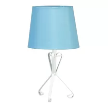 Abajur De Quarto Branco Com Cúpula Tnt Azul Decoração