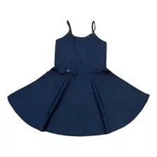 Vestido Imita Jeans Laço 1 A 10 Anos