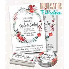 Tarjeta De Boda Con Flores Rojas Para Imprimir