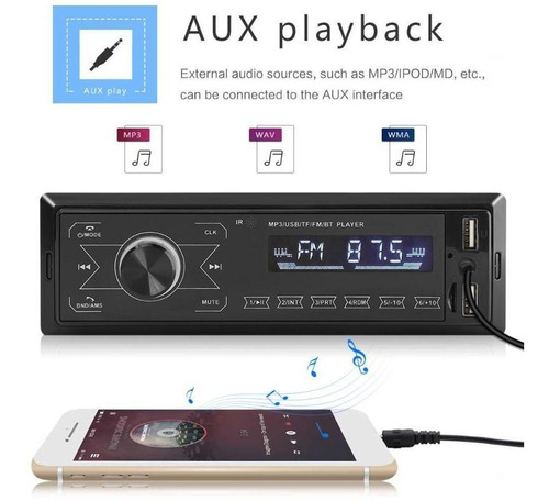 Radio Bluetooth Para Coche, Reproductor De Mp3 Estreo, Repr Foto 3