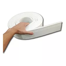 Rodapé Moldura Autocolante Eva Branco Flexível 8cm 5 Metros