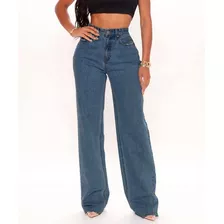 Calça Jeans Wide Leg Feminina Pantalona Solta Flare Elastano