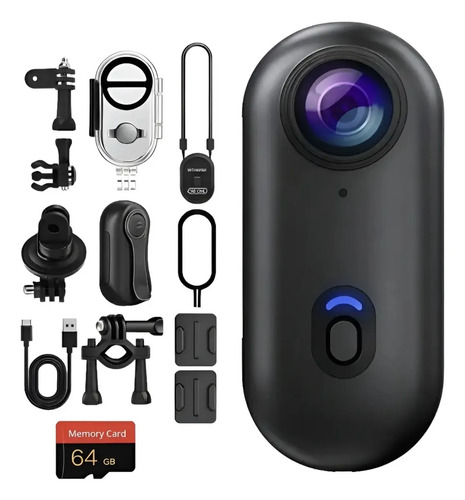 Mini Camara Pov Sumergible Deportiva 1080 Kit Completo Negro