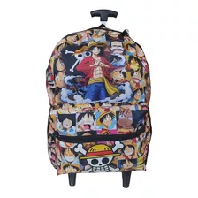 Mochila One Piece Luffy Infanto-juvenil Com Rodinhas Escolar