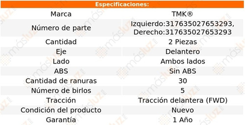 2- Mazas Delanteras Sin Abs Es300 3.0l V6 1992/1997 Tmk Foto 2