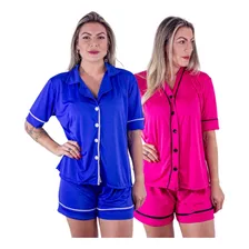 Kit 2 Pijamas Americano Feminino Malha Fria Adulto Cirurgico