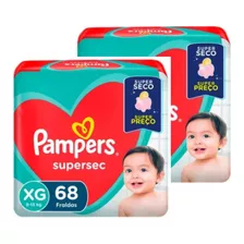 Kit 02 Pacotes Pampers Supersec Xg , 136 Fraldas