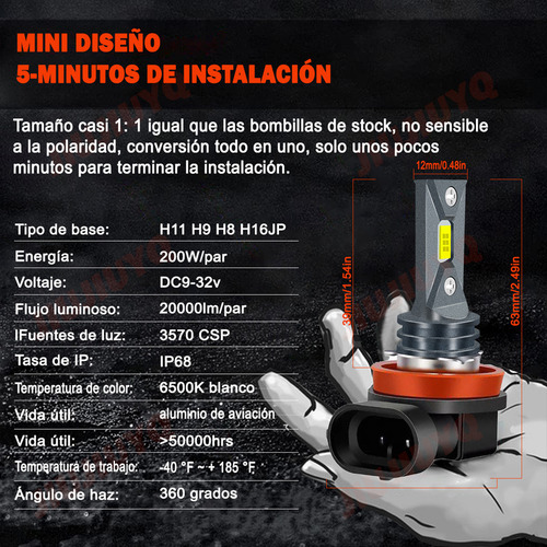 Kit De Faros Led H7 H8 Para 2011-2017 Renault Fluence Foto 10