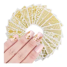 Sticker X 5 Und 3d Relieve Uñas Dorados Nails Gold Manicure 