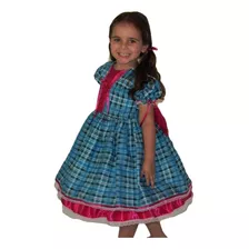 Vestido De Festa Junina Caipira Infantil Branco Preto + Luva