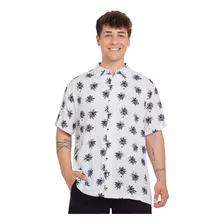 Camisa Tropical Skull Night Blanco Hombre Fashion's Park