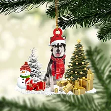 Alaskan Malamute With Christmas Pine Tree Snowman Gift ...