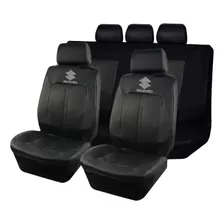 Cubreasiento Funda Simil Cuero Suzuki Negro Bordado Regalo