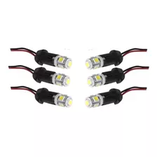 6 Lâmpadas Pingo Led T10 + 6 Soquetes Conector T10