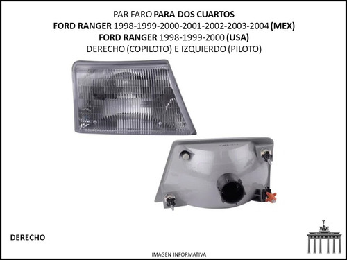 Ford Ranger Par Faro 1998-2004 2 Cuartos Mex / 98-00 Usa Foto 2