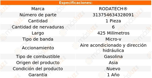 (1) Banda Accesorios Micro-v A/a Y D/h M6 10 Cil 5.0l 06/10 Foto 2