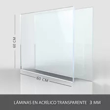 1/8 De Lamina Acrilica Transparente 3mm 0.60 X 0.60 Cm 