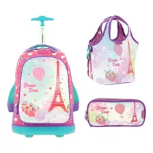 Kit Combo Mochila, Lonchera Y Lapicera Chenson Paris Niña