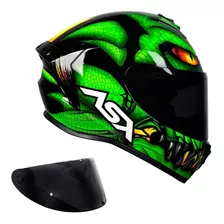 Capacete Axxis Eagle Snake Cobra Preto/verde + Viseira Fumê