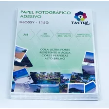 Papel Fotográfico Adesivo 115g - Prova Dágua - 20 Folhas A4 Cor Branco