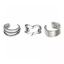 Kit 3 Piercing Orelha Pressão Encaixe Falso Conch Prateado