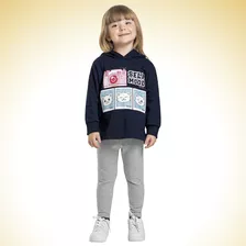 Conjunto Casaco Blusão C/capuz E Legging Infantil Menina 